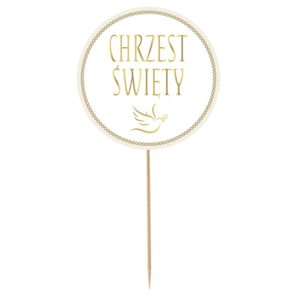 Dekoracja Papierowa na Tort "Chrzest Święty" – Gołąbek, 24 cm – 1 Sztuka