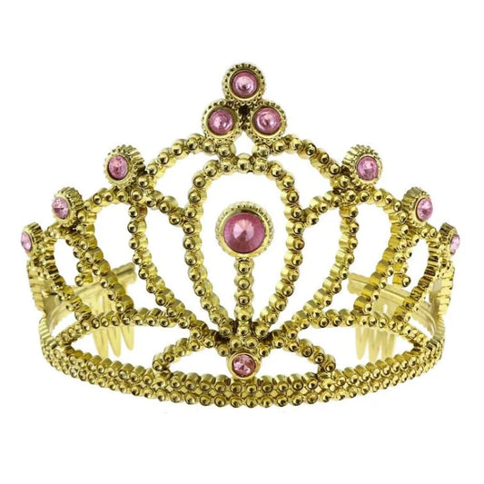Diadem korona księżniczki z różowymi perłami