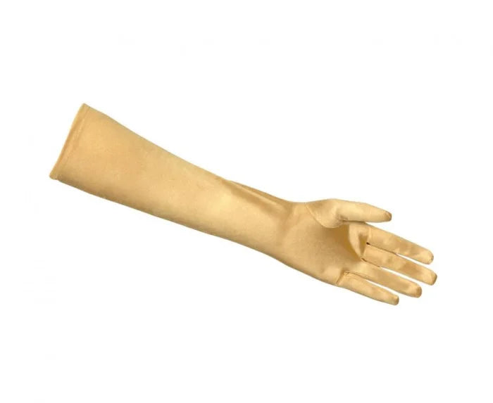 Rękawiczki satynowe „Wieczorowe” – złote 40 cm
