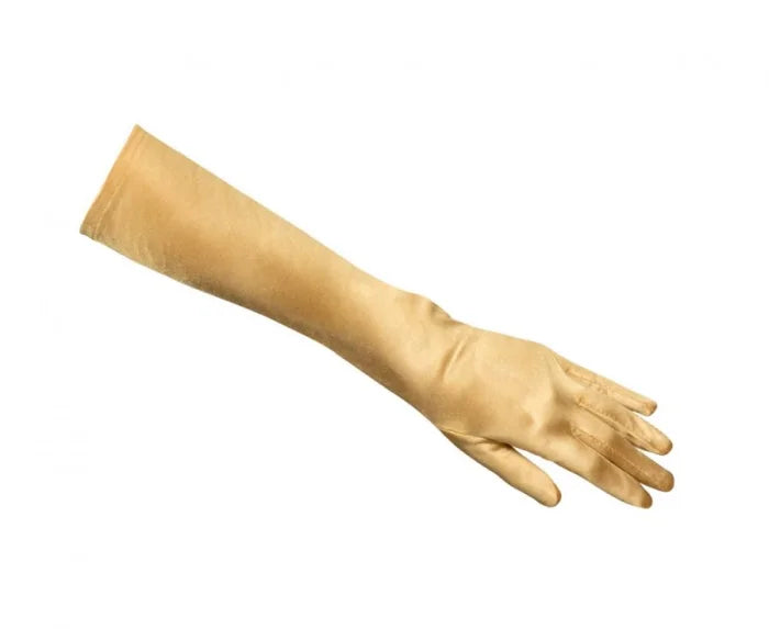 Rękawiczki satynowe „Wieczorowe” – złote 40 cm