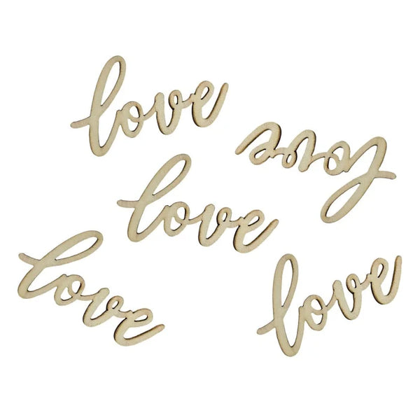 Drewniane konfetti LOVE 6x3 cm – 18 sztuk, naturalne i stylowe!