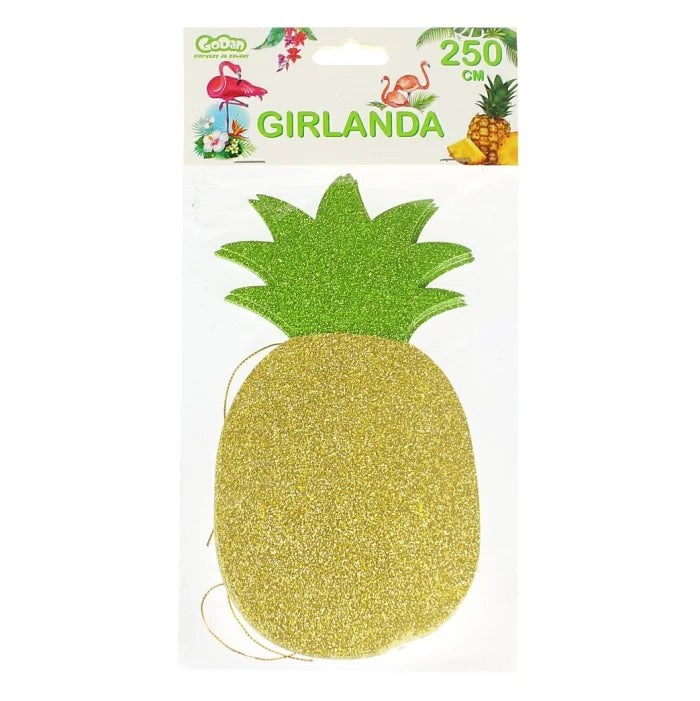 Girlanda brokatowa Ananas - zielone listki