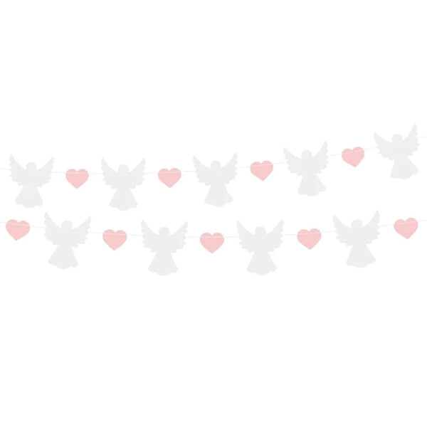 Girlanda papierowa Aniołki z różowymi serduszkami, 150 cm