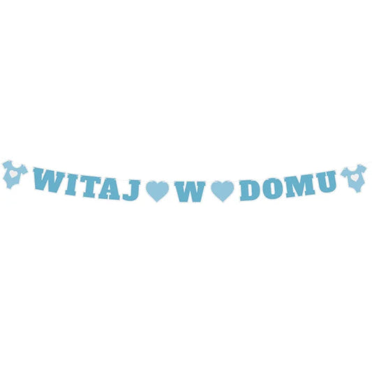 Girlanda papierowa B&G Witaj w domu, niebieska, 280 cm
