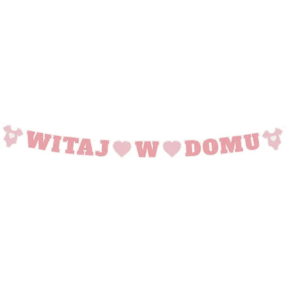 Girlanda papierowa B&G Witaj w domu, różowa, 280 cm