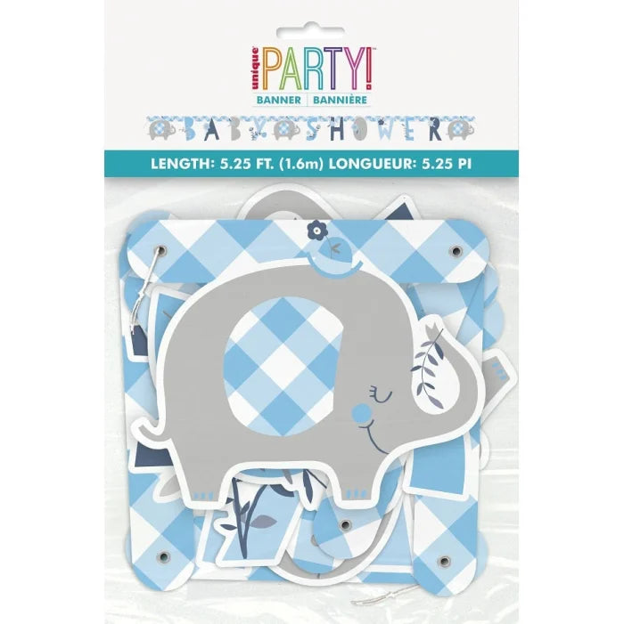 Girlanda papierowa Baby Shower Elephant Niebieska