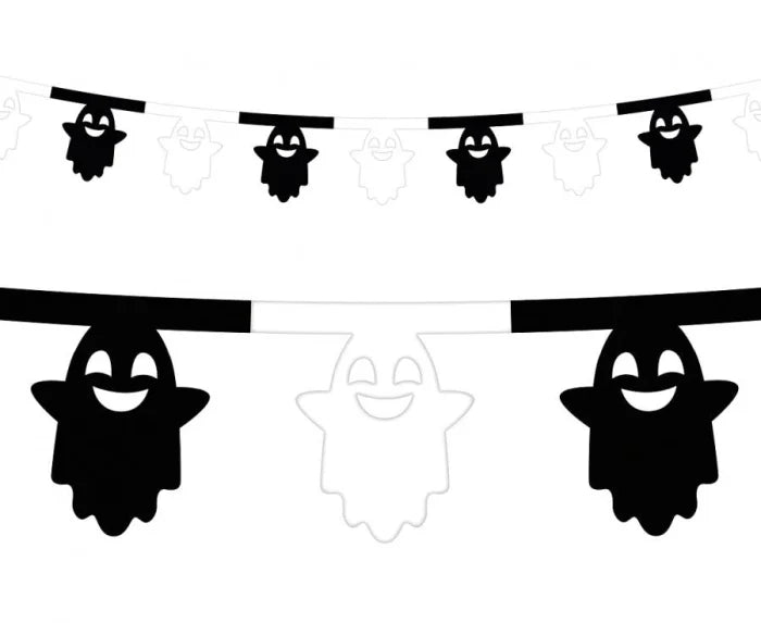 Girlanda papierowa duszki biało-czarna – 3,6 m - Party Decorations