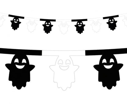 Girlanda papierowa duszki biało-czarna – 3,6 m - Party Decorations