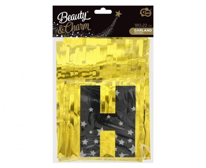 Girlanda papierowa Happy New Year 180 cm – złoto/czarna - Party Decorations