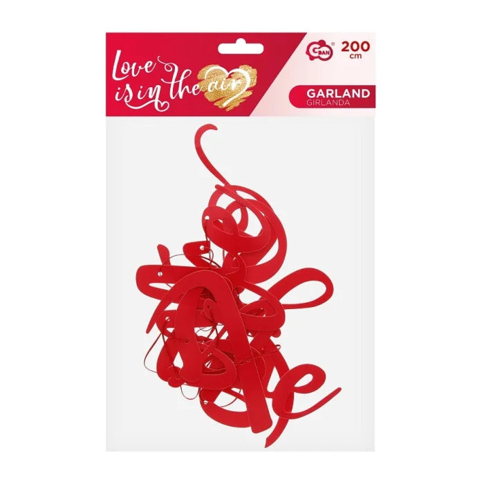 Girlanda Papierowa Love is in the Air – 200 cm, Czerwona