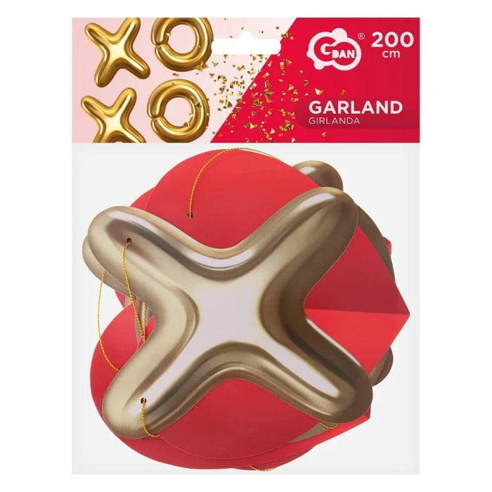 Girlanda Papierowa XoXo – 200 cm, Czerwona i Złota