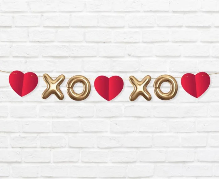 Girlanda Papierowa XoXo – 200 cm Czerwona i Złota - Party Decorations