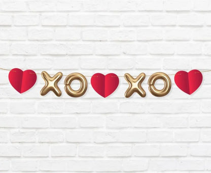 Girlanda Papierowa XoXo – 200 cm Czerwona i Złota - Party Decorations