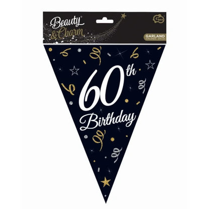 Girlanda Urodzinowa 60 Urodziny – Czarna, 270 cm z Kolekcji Beauty & Charm