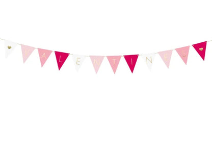 Girlanda „Valentines” – kolorowe flagietki z napisem | ok. 2,1 m - Party Decorations