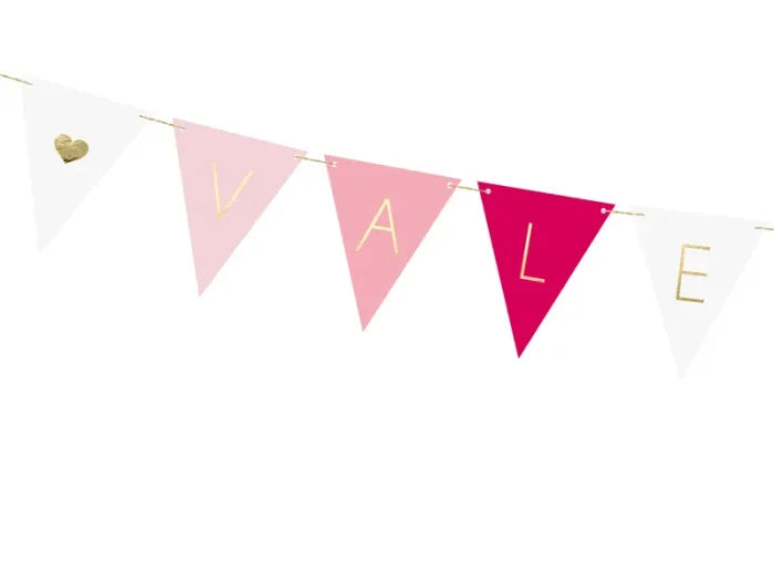 Girlanda „Valentines” – kolorowe flagietki z napisem | ok. 2,1 m - Party Decorations