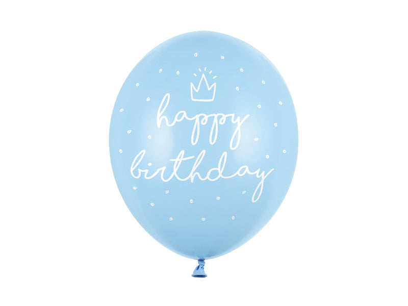 Balony 30cm, happy birthday, P. Baby Blue