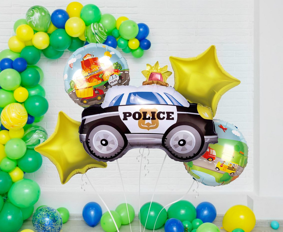 Balony foliowe - zestaw Policja, 5 szt.