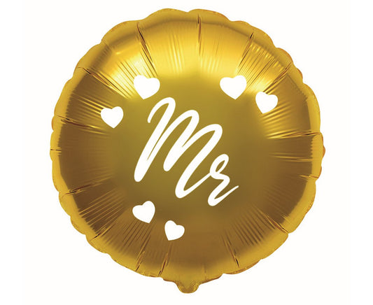 Balon foliowy Mr, złoty, okrągły, FX, 48 cm