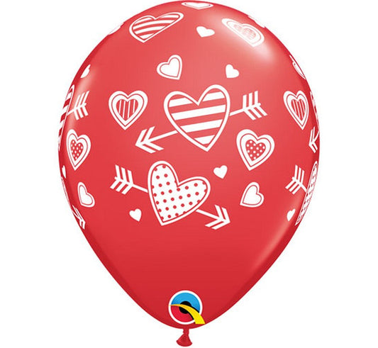 Balony 11 cali QL z nadr. Hearts & Arrows