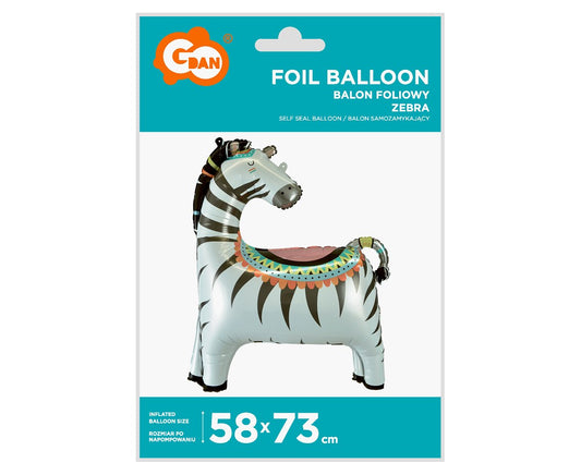 Balon foliowy Zebra, 58x73 cm