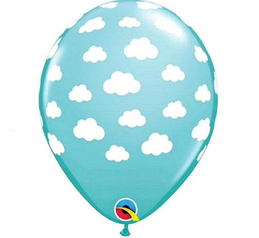 Balony QL 11 cali z nadr. CHMURKI, pastelowe błękit karaibski