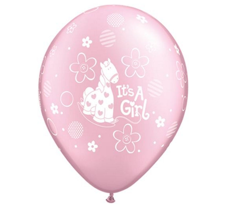 Balony QL 11 cali z nadr. It is a GIRL, metaliczne różowe