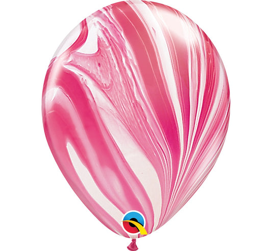 Balony QL 11 cali, pastelowe agat czerwono- białe