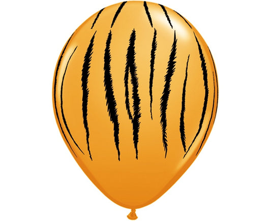 Balony QL 11" z nadr. "Tygrys - paski", pastel pomarańczowe