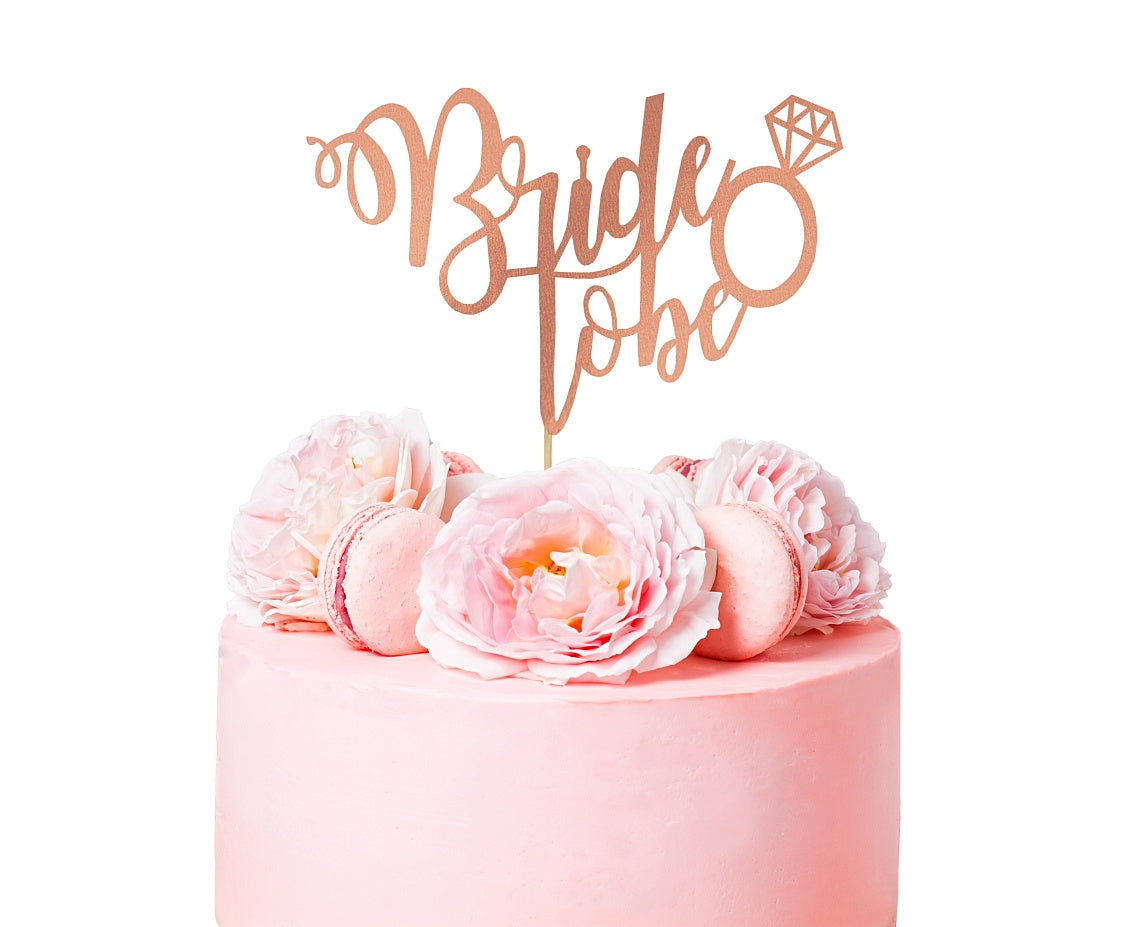 Dekoracja na tort Bride to be, różowo-złota