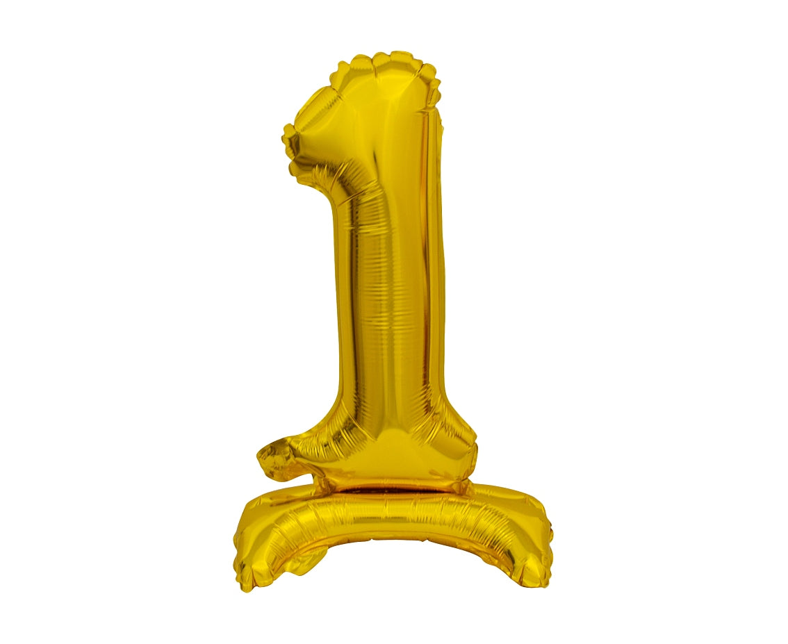 Balon foliowy Cyfra 1, stojąca, B&C, złota, 38 cm