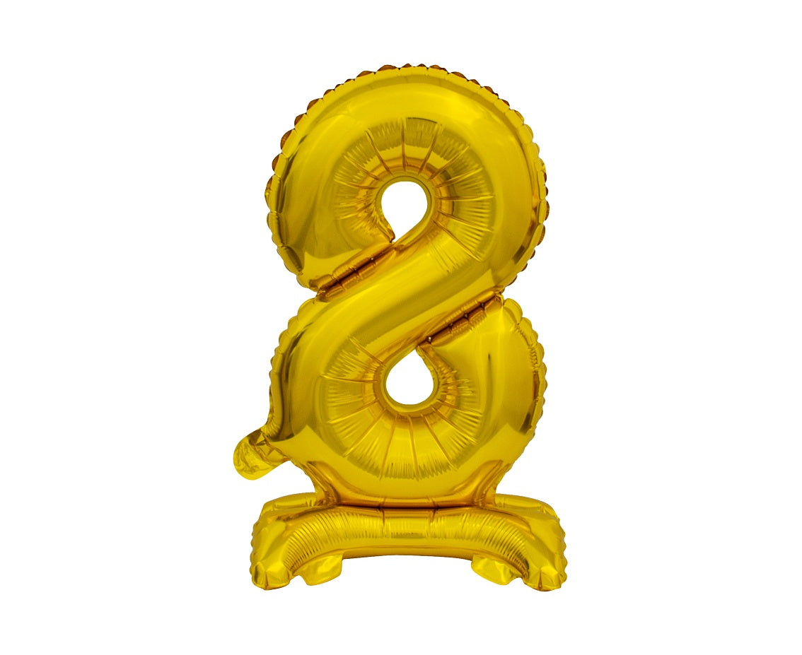 Balon foliowy Cyfra 8, stojąca, B&C, złota, 38 cm