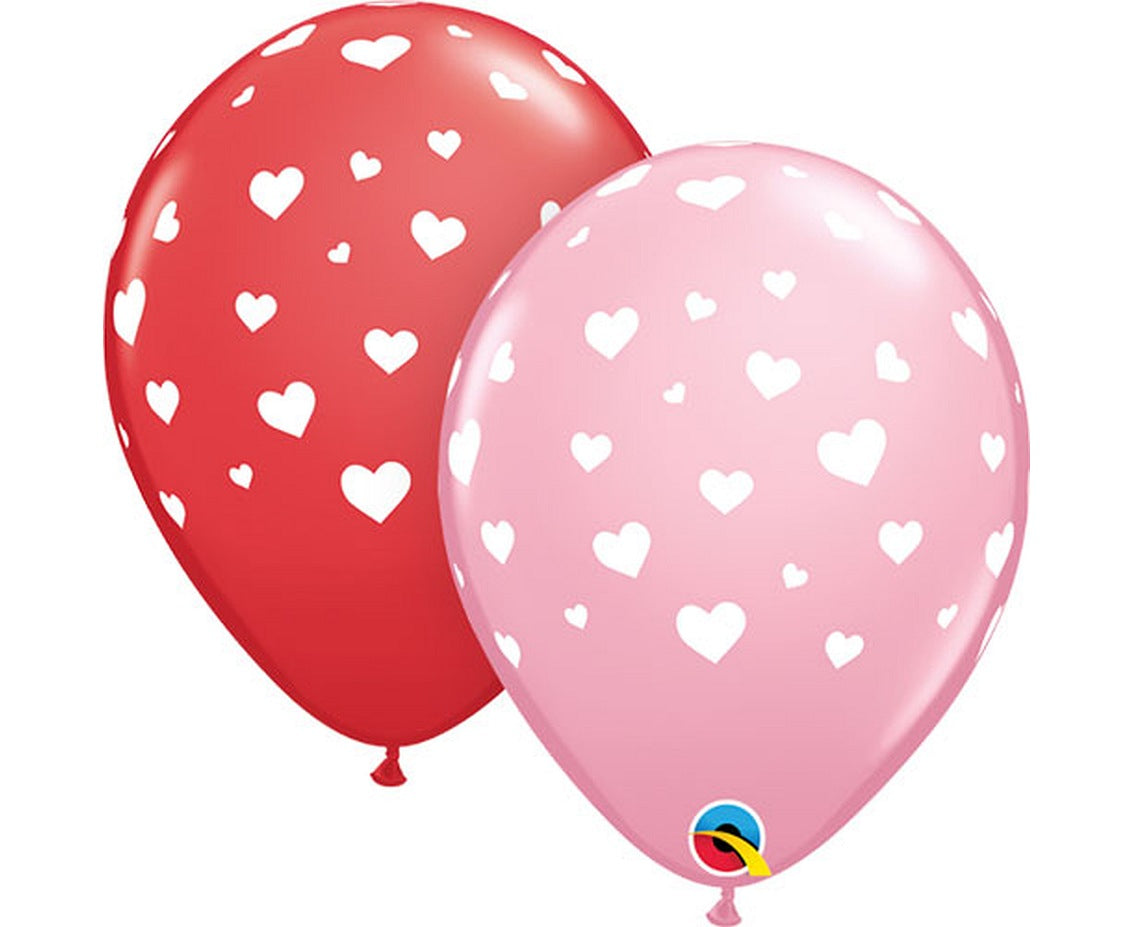 Balony 11 cali QL, SERCA (miks różowe, czerwone)