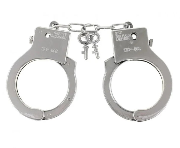 Kajdanki klasyczne z kluczykami – zabawkowy dodatek do przebrania policjanta