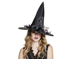 Kapelusz czarownicy z czaszką – czarny - Costume Headwear