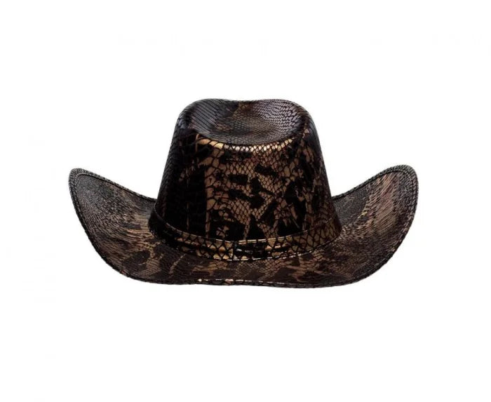 Kapelusz kowbojski brązowy imitujący skórę węża – Boland Costume Headwear