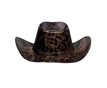 Kapelusz kowbojski brązowy imitujący skórę węża – Boland Costume Headwear