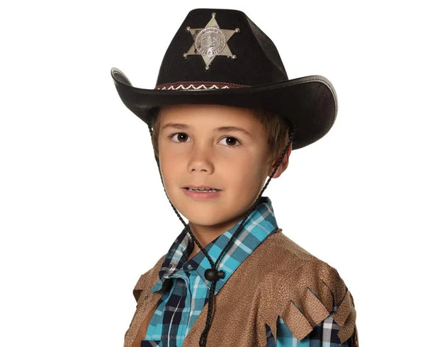 Kapelusz szeryfa czarny dla dzieci – kostiumowy dodatek Wild West