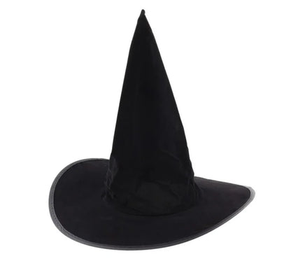 Kapelusz wiedźmy czarny flokowany – dziecięcy S (58 cm) - Costume Headwear