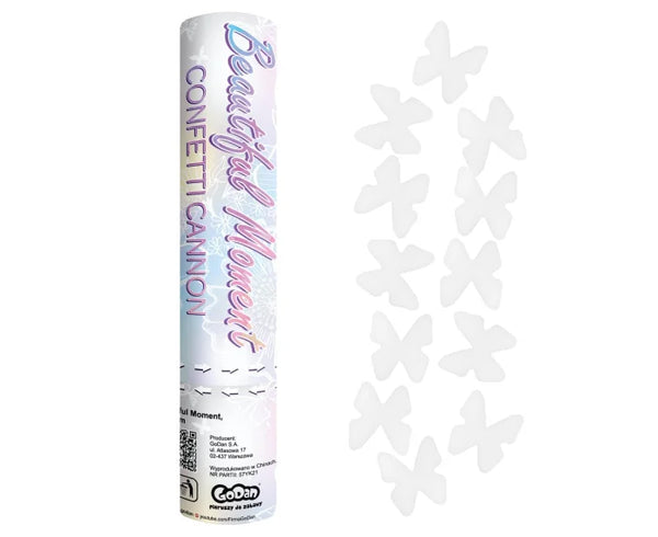 Konfetti pneumatyczne Motylki papierowe białe – 20 cm