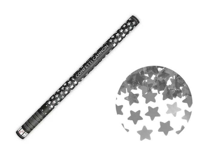 Konfetti pneumatyczne srebrne gwiazki 40 cm - Confetti
