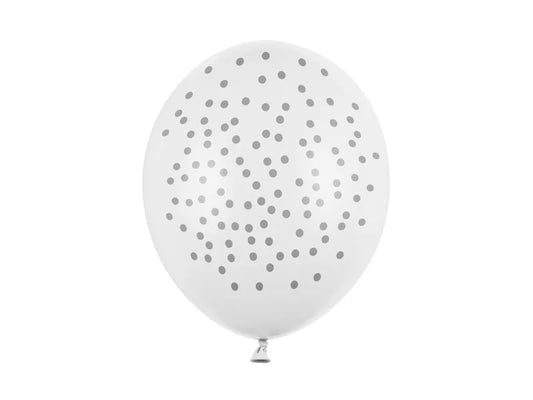 Balony 30cm, Kropki, Pastel Pure White