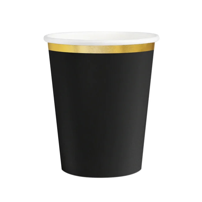 Kubeczki czarne Classic Gold – 220 ml 6 szt. - Disposable Cups