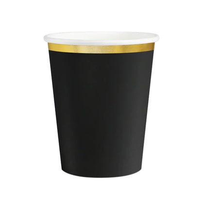 Kubeczki czarne Classic Gold – 220 ml 6 szt. - Disposable Cups
