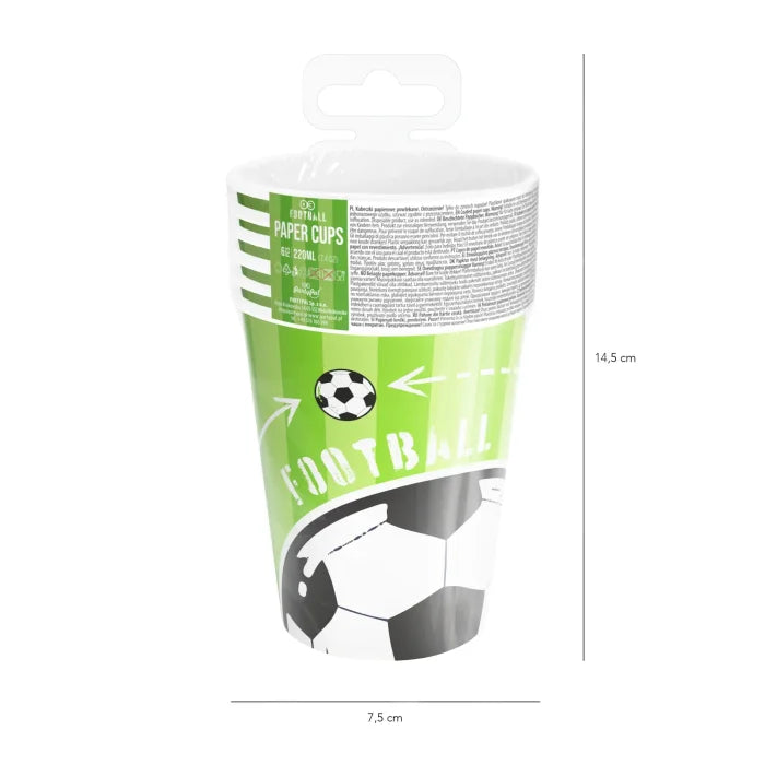 Kubeczki papierowe Football – 220 ml 6 szt. - Disposable Cups