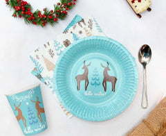 Kubeczki papierowe Hello Winter – jasnoniebieskie 250 ml 6 szt. - Disposable Cups