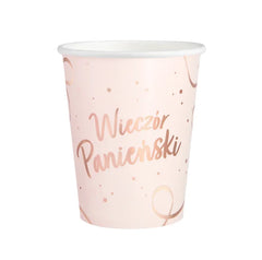 Kubeczki papierowe Wieczór Panieński – różowe rose gold 220 ml 6 szt. - Disposable Cups