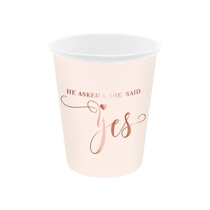 Kubeczki papierowe Wieczór Panieński – różowe z rose gold 220 ml 6 szt. - Disposable Cups