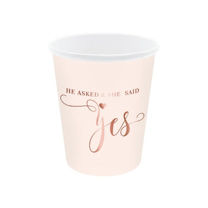 Kubeczki papierowe Wieczór Panieński – różowe z rose gold 220 ml 6 szt. - Disposable Cups