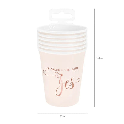 Kubeczki papierowe Wieczór Panieński – różowe z rose gold 220 ml 6 szt. - Disposable Cups